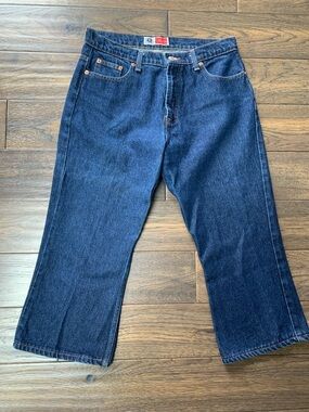 Algodon Women's Dark Blue Flare Leg Jeans. Pre-Owned. Size: 31x20.